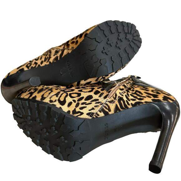 Guess leopard cheetah animal print calf hair / leather high heel boots size - Picture 8 of 9